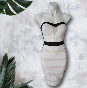 Alt.B Black & White Sweetheart Strapless Dress